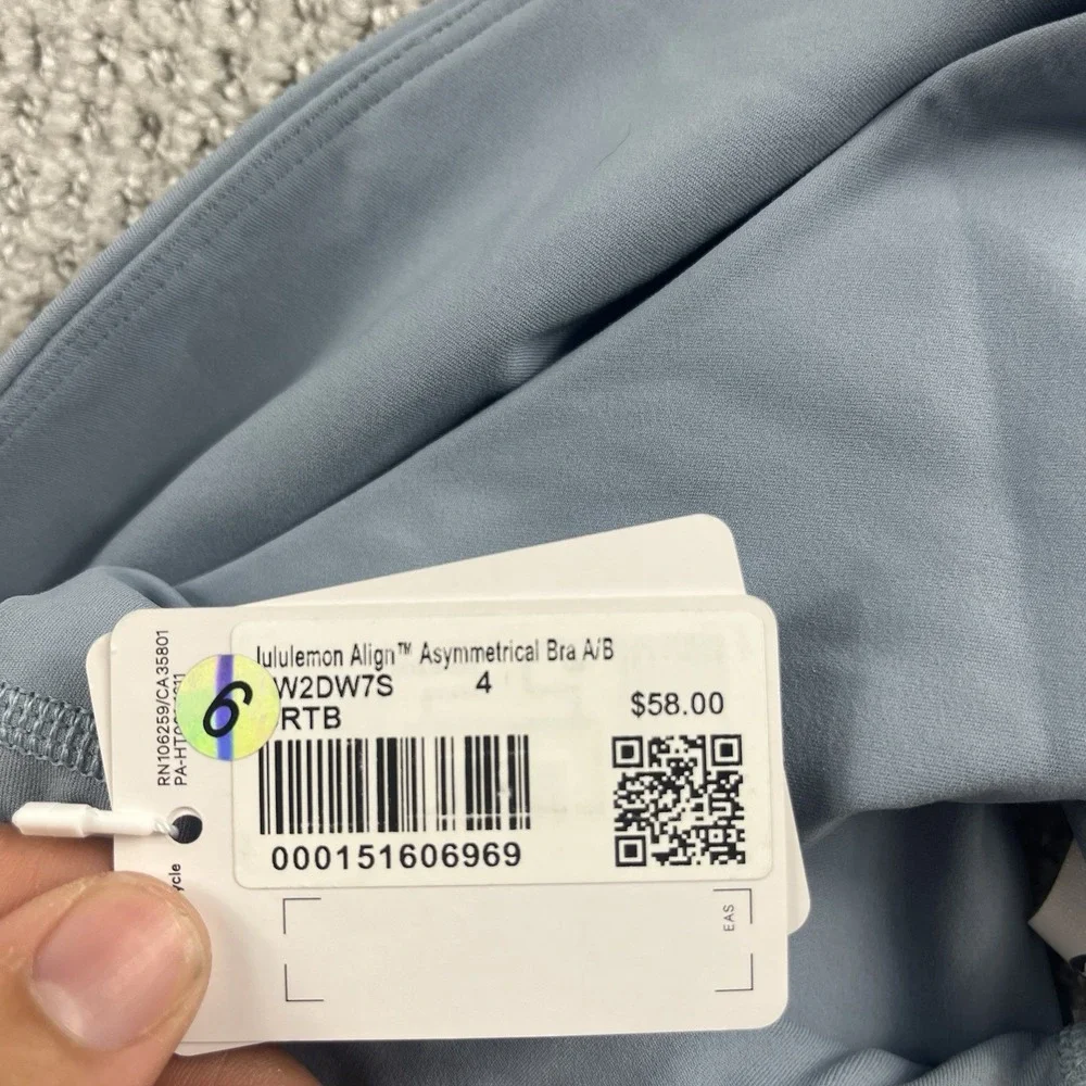 Lululemon Size 4 Align Asymmetrical Bra A/B Light Support Blue NWT